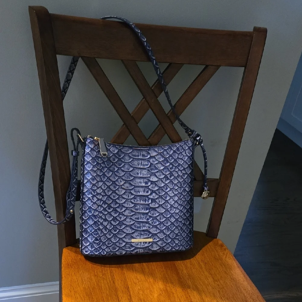 Brahmin Navy Embossed Shoulder Bag - Picture 2 of 10